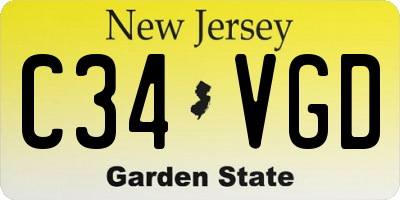 NJ license plate C34VGD