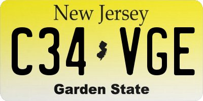 NJ license plate C34VGE