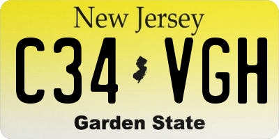 NJ license plate C34VGH