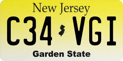 NJ license plate C34VGI