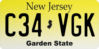 NJ license plate C34VGK