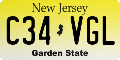 NJ license plate C34VGL