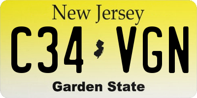 NJ license plate C34VGN