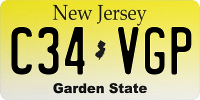 NJ license plate C34VGP