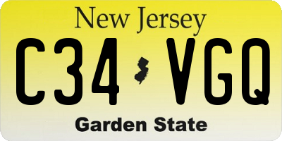 NJ license plate C34VGQ