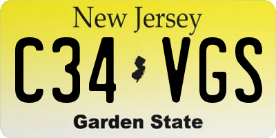 NJ license plate C34VGS