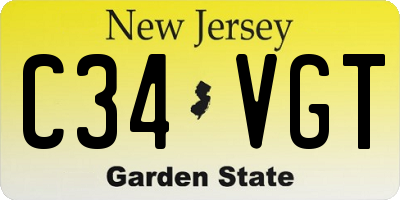 NJ license plate C34VGT