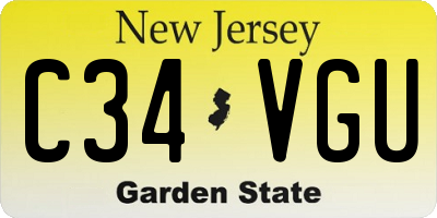 NJ license plate C34VGU