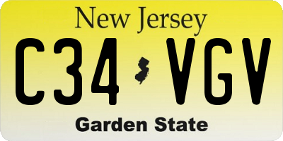 NJ license plate C34VGV