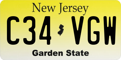 NJ license plate C34VGW