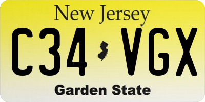 NJ license plate C34VGX