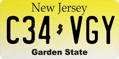 NJ license plate C34VGY