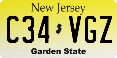 NJ license plate C34VGZ