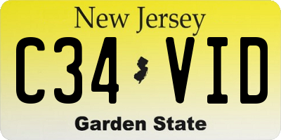 NJ license plate C34VID