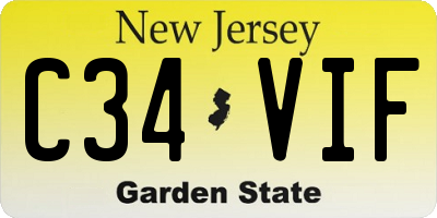 NJ license plate C34VIF