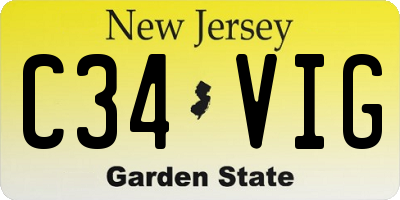 NJ license plate C34VIG