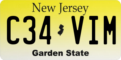NJ license plate C34VIM