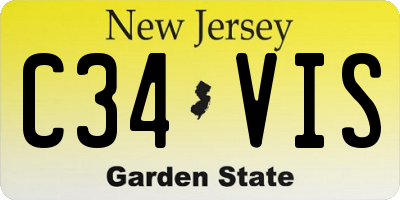NJ license plate C34VIS