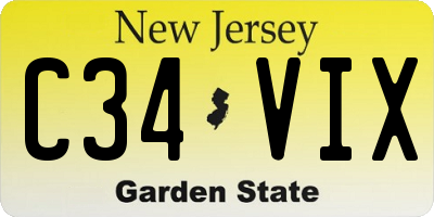 NJ license plate C34VIX
