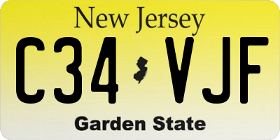 NJ license plate C34VJF