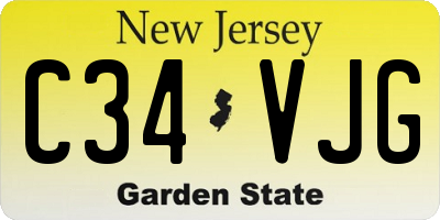 NJ license plate C34VJG