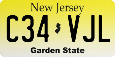 NJ license plate C34VJL