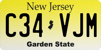 NJ license plate C34VJM
