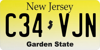 NJ license plate C34VJN
