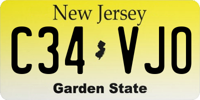 NJ license plate C34VJO