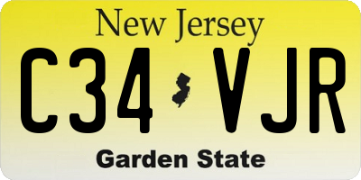 NJ license plate C34VJR