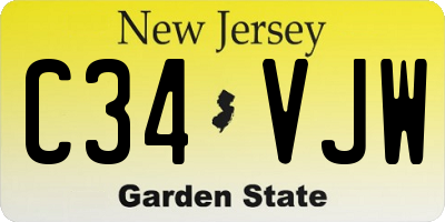 NJ license plate C34VJW
