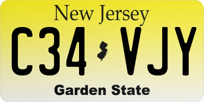 NJ license plate C34VJY