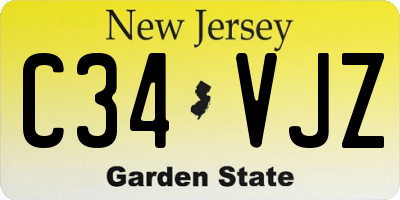 NJ license plate C34VJZ