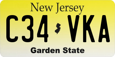 NJ license plate C34VKA