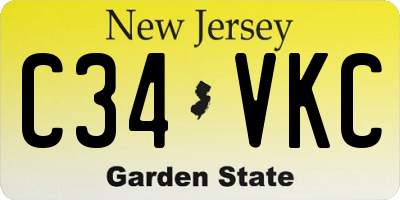 NJ license plate C34VKC