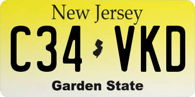 NJ license plate C34VKD