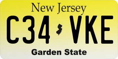 NJ license plate C34VKE