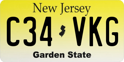 NJ license plate C34VKG