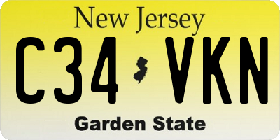 NJ license plate C34VKN