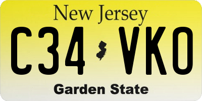 NJ license plate C34VKO