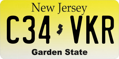 NJ license plate C34VKR