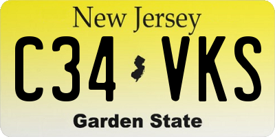 NJ license plate C34VKS