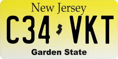 NJ license plate C34VKT