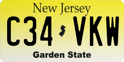 NJ license plate C34VKW