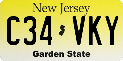 NJ license plate C34VKY