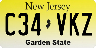 NJ license plate C34VKZ