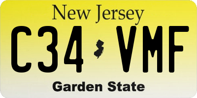 NJ license plate C34VMF