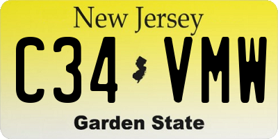 NJ license plate C34VMW