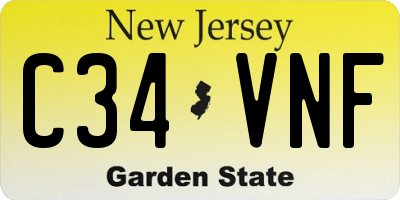 NJ license plate C34VNF