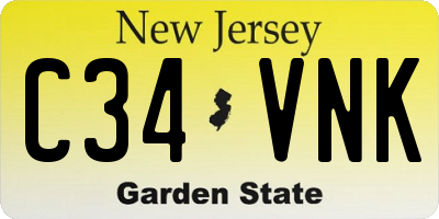 NJ license plate C34VNK